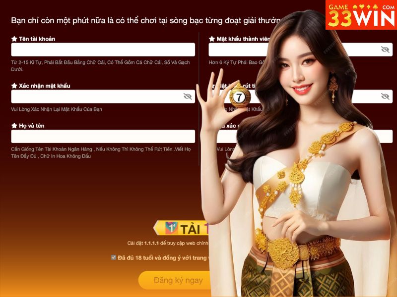 Quy trình Đăng ký tài khoản 33WIN chuẩn xác