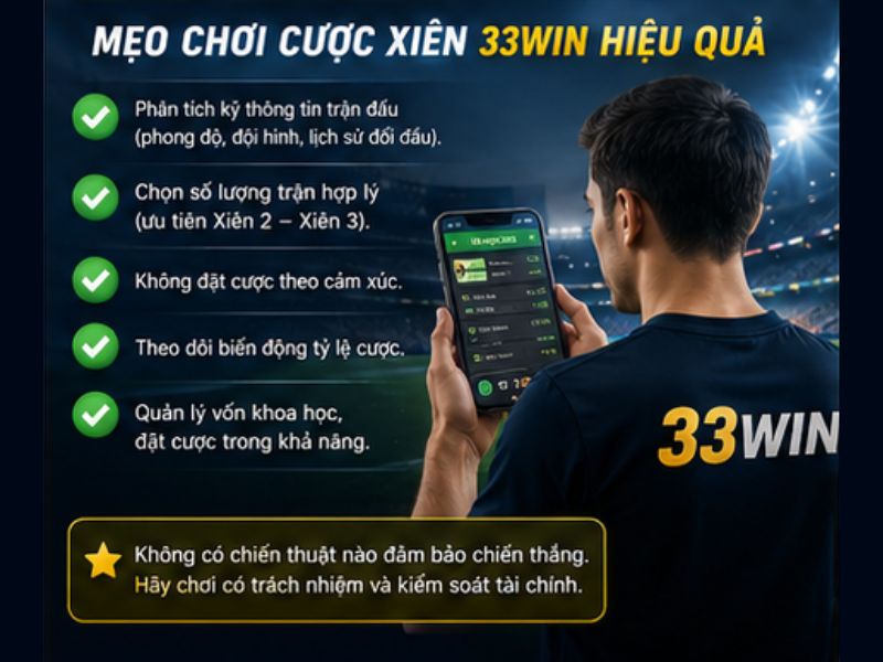 Mẹo Chơi Cá Cược Xiên Thể Thao 33Win Hiệu Quả
