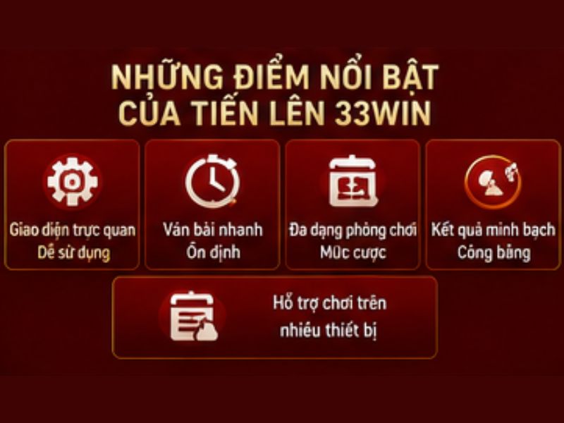 Những điểm nổi bật của Tiến Lên 33WIN